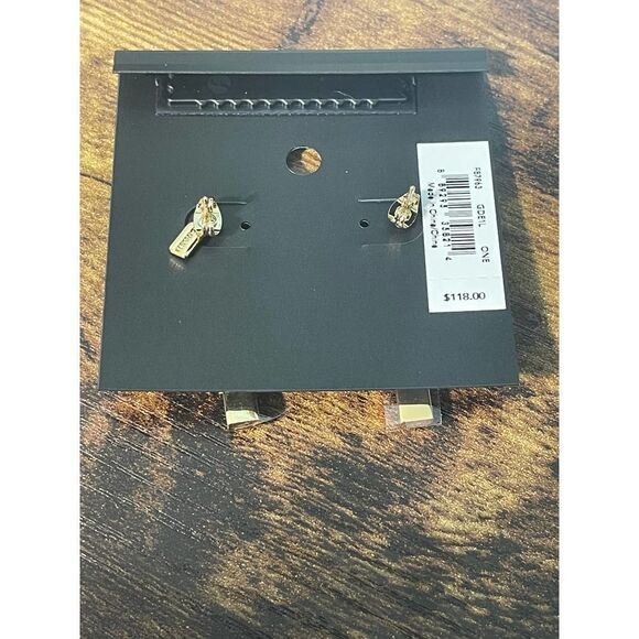 Women's Coach Crystal Gemstone Dangle Bar Earrings Gold Signature C Statement - Picture 4 of 11